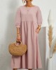 11 Colors Simple Round-Neck Solid Color Midi Dress