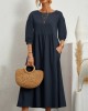 11 Colors Simple Round-Neck Solid Color Midi Dress