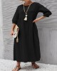 11 Colors Simple Round-Neck Solid Color Midi Dress