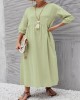 11 Colors Simple Round-Neck Solid Color Midi Dress