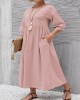 11 Colors Simple Round-Neck Solid Color Midi Dress