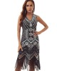 Evening H-Line Beads Sequined Tasseled Midi Dresses