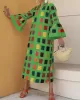 Original Flared Sleeves Split-Joint Multi-Colored Plaid Midi Dress