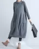 Casual Loose Plus Size Solid Color Hooded Midi Dresses