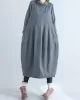 Casual Loose Plus Size Solid Color Hooded Midi Dresses