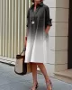 Long Sleeves Gradient Lapel Midi Dresses