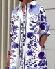 Long Sleeves Floral Printed Lapel Midi Dresses