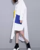 Long Sleeves Loose Asymmetric Buttoned Contrast Color Pockets Lapel Midi Dresses Shirt Dress