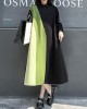 Long Sleeves Loose Asymmetric Buttoned Contrast Color Split-Joint Lapel Midi Dresses Shirt Dress