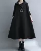 Asymmetric Solid Color Zipper A-Line Long Sleeves High Neck Midi Dresses