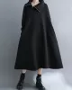 Asymmetric Solid Color Zipper A-Line Long Sleeves High Neck Midi Dresses