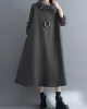 Asymmetric Solid Color Zipper A-Line Long Sleeves High Neck Midi Dresses