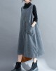 Corduroy Sleeveless Split-Joint Round-Neck Midi Dress