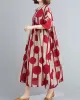 Original Polka-Dot Split-Joint Round-Neck Midi Dress