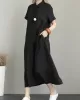 Original Cotton-Blend Lapel Solid Color Dress