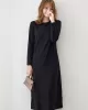 Simple Solid Color Round-Neck A-Line Midi Dress