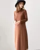 Simple Solid Color Round-Neck A-Line Midi Dress