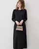 Simple Solid Color Round-Neck A-Line Midi Dress