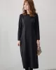 Simple Solid Color Round-Neck A-Line Midi Dress