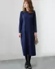 Simple Solid Color Round-Neck A-Line Midi Dress