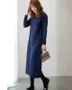 Simple Solid Color Round-Neck A-Line Midi Dress