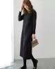 Simple Solid Color Round-Neck A-Line Midi Dress