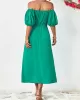 Solid Color Loose Short Sleeves Off-The-Shoulder Midi Dresses