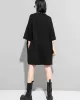 Original Black Zipper Batwing Sleeve Round-Neck Mini Dress