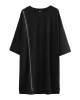 Original Black Zipper Batwing Sleeve Round-Neck Mini Dress