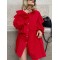 Asymmetric Buttoned Elasticity Layered Ruffled Solid Color High-Low Long Sleeves Lapel Mini Dresses