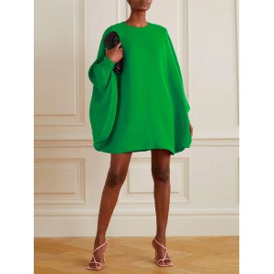 Simple Long Batwing Sleeves Solid Color Round-Neck Mini Dresses