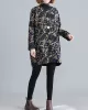 Artistic Retro Loose Long Sleeves Keep Warm Floral Printed High-Neck Mini Dresses