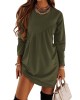 Casual Loose Long Sleeves Solid Color Round-Neck Mini Dresses