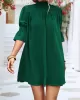 Solid Color Half Sleeves Loose High-Neck Mini Dresses