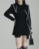 Asymmetric Buttoned A-Line High Waisted Lapel Mini Dresses