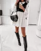 Contrast Color Pleated Split-Joint Long Sleeves Loose Lapel Mini Dresses