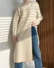 Loose Split-Side Solid Color Round-Neck Knitting Sweater Dresses