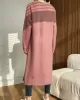 Loose Split-Side Solid Color Round-Neck Knitting Sweater Dresses