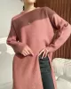 Loose Split-Side Solid Color Round-Neck Knitting Sweater Dresses