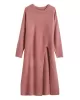 Loose Split-Side Solid Color Round-Neck Knitting Sweater Dresses