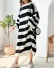 Stylish Loose Striped Round-Neck Sweater Dresses