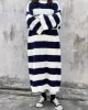 Stylish Loose Striped Round-Neck Sweater Dresses