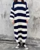 Stylish Loose Striped Round-Neck Sweater Dresses