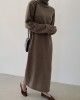 Casual Long Sleeves Loose Solid Color High-Neck Sweater Dresses