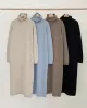 Casual Long Sleeves Loose Solid Color High-Neck Sweater Dresses