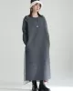 Casual Long Sleeves Loose Solid Color Round-Neck Sweater Dresses