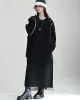 Casual Long Sleeves Loose Solid Color Round-Neck Sweater Dresses