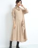 Casual Long Sleeves Loose Keep Warm Solid Color Heaps Collar Sweater Dresses