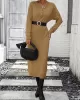 Buttoned Split-Joint Long Sleeves Loose Round-Neck Sweater Dresses Midi Dresses