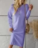 Buttoned Long Sleeves Loose Round-Neck Sweater Dresses Midi Dresses